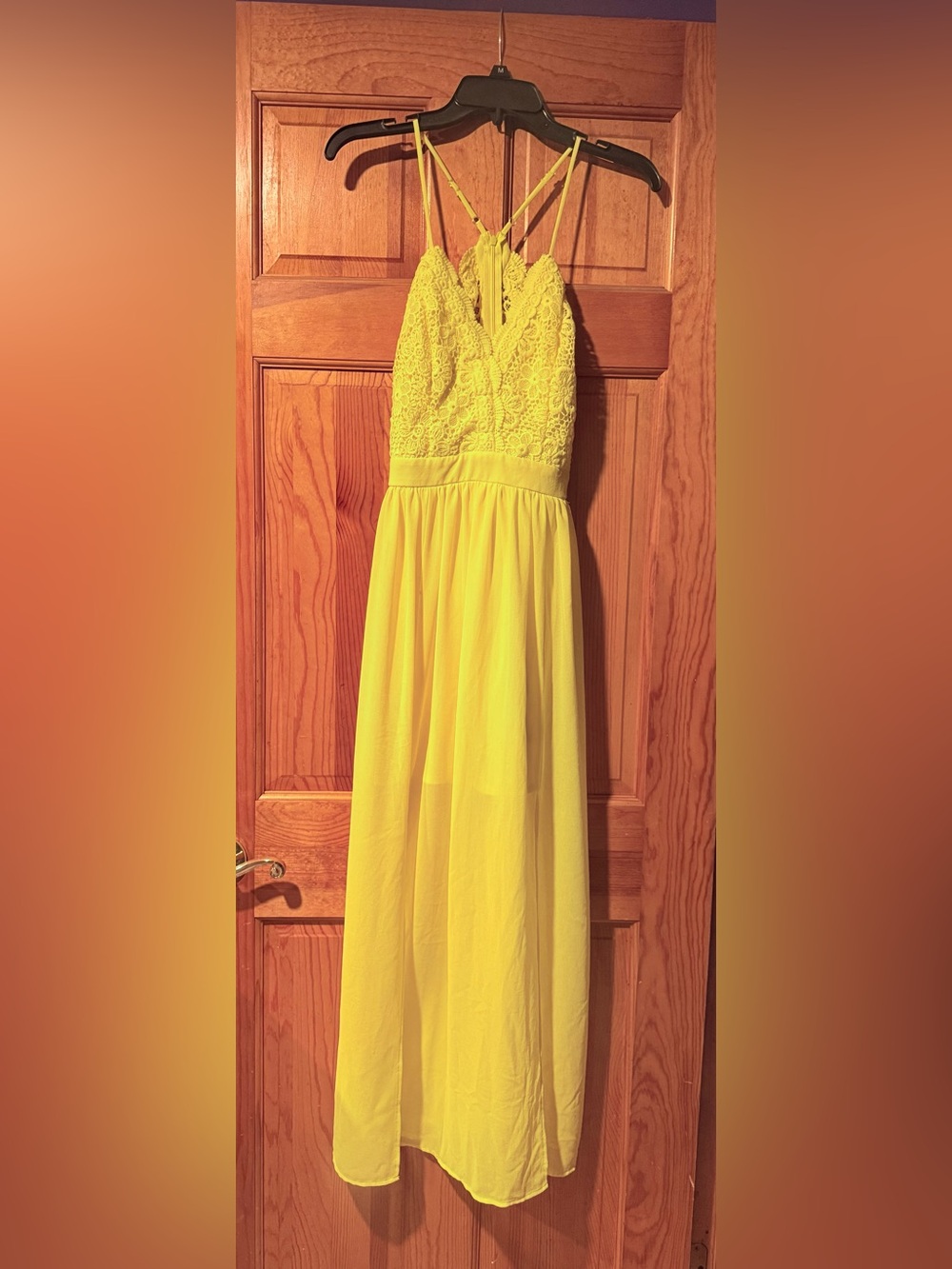 No Boundaries Bright Yellow Crochet-Trim High Low Dress